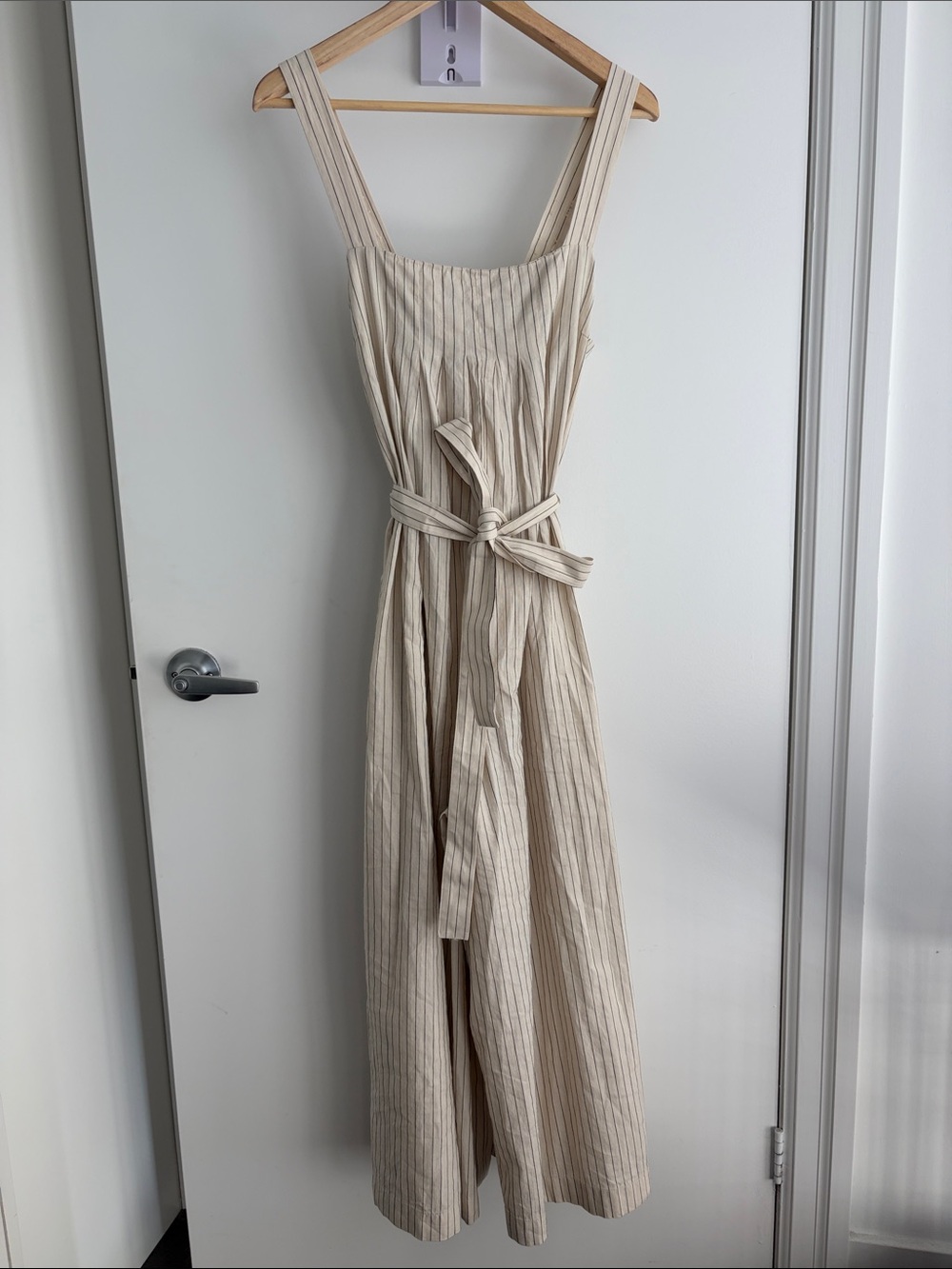 Sleeveless Striped Tie-Waist Maxi jumper